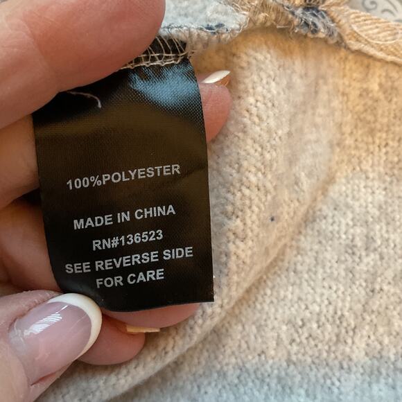 Departwest Aztec Grey & Teal Fleece Lining Front Pouch Pocket Hooded Jacket S - Picture 5 of 7